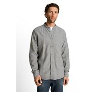 Langarmhemd TOM TAILOR, Herren, Gr. L, N-Gr, faded leaf grün chambray, Web, Obermaterial: 55% Leinen, 45% Baumwolle, unifarben, regular fit normal, ohne Ausschnitt, Manschette, Hemden, mit Knopfleiste