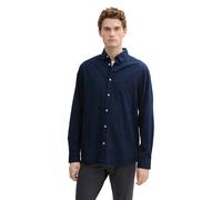 Langarmhemd TOM TAILOR, Herren, Gr. M, N-Gr, blau (sky captain blau), Obermaterial: 100% Baumwolle, unifarben, regular fit Po-bedeckend, Manschette, Hemden, mit Logo Stickerei (90263841-M) sky captain