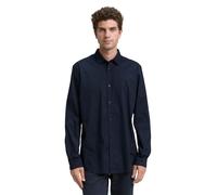 Langarmhemd TOM TAILOR, Herren, Gr. M, N-Gr, blau (sky captain blau), Web, Obermaterial: 98% Baumwolle, 2% Elasthan, unifarben, normal hüftbedeckend, Rundhals, 2-Knopf-Manschette, Hemden, mit Elasthan