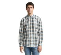 Langarmhemd TOM TAILOR, Herren, Gr. M, N-Gr, weiß multicolor check, Web, Obermaterial: 100% Baumwolle, kariert, regular fit normal, ohne Ausschnitt, Manschette, Hemden, mit Karomuster (75866239-M) wei