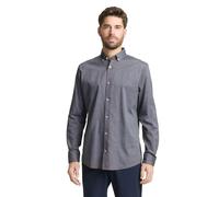 Langarmhemd TOM TAILOR, Herren, Gr. S, N-Gr, navy structure, Web, Obermaterial: 50% Baumwolle, 50% Lyocell, unifarben, regular fit normal, ohne Ausschnitt, Manschette, Hemden Langarmhemd, mit Manschet