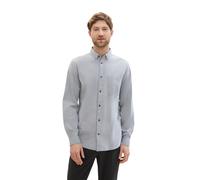 TOM TAILOR Herren Tailliertes Hemd mit Turn-Up Ärmeln, navy horizontal structure, XL