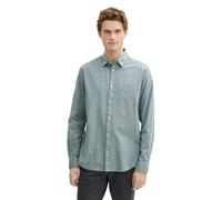 Langarmhemd TOM TAILOR, Herren, Gr. XL, N-Gr, grau (grau mint), Obermaterial: 100% Baumwolle, unifarben, regular fit Po-bedeckend, Manschette, Hemden, mit Logo Stickerei (26853701-XL) grau mint