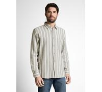 Langarmhemd TOM TAILOR, Herren, Gr. XL, N-Gr, gree weiß big stripe, Web, Obermaterial: 100% Baumwolle, gestreift, regular fit normal, Manschette, Hemden, mit Brust Tasche (24384816-XL) gree weiß big s
