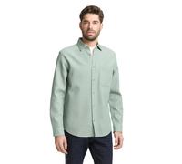 Langarmhemd TOM TAILOR, Herren, Gr. XL, N-Gr, grün (soft grauish grün), Web, Obermaterial: 100% Baumwolle, unifarben, regular fit normal, ohne Ausschnitt, Manschette, Hemden, mit Brust Tasche (6952114