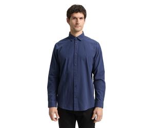 Langarmhemd TOM TAILOR, Herren, Gr. XXL, N-Gr, blau (blau vichy check), Web, Obermaterial: 100% Baumwolle, kariert, regular fit normal, 1-Knopf-Manschette, Hemden, mit Karomuster (31238228-XXL) blau v