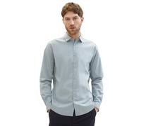 Langarmhemd TOM TAILOR "Poplin", Herren, Gr. S, N-Gr, grau (grau mint), Obermaterial: 69% Baumwolle, 28% Polyamid, 3% Elasthan, regular fit, 2-Knopf-Manschette, Hemden Langarmhemd, mit Manschetten (65