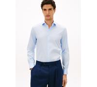 Langarmhemd TOMMY HILFIGER "DC FLEX COLLAR SOLID", Herren, Gr. 43, N-Gr, blau (sweet blau), Web, Obermaterial: 75% Baumwolle, 21% Nylon, 4% Elasthan, unifarben, slim fit, Manschette, Hemden, Flex Coll