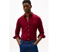 Langarmhemd TOMMY HILFIGER "FLEX FLANNEL SOLID SHIRT", Herren, Gr. L (52), N-Gr, rot (deep rouge), Web, Obermaterial: 98% Baumwolle, 2% Elasthan, unifarben, regular fit normal, Rundhals, eingesetzt 1-