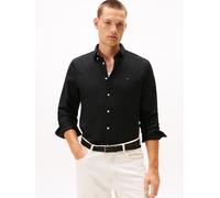 Langarmhemd TOMMY HILFIGER "FLEX FLANNEL SOLID SHIRT", Herren, Gr. XXL, N-Gr, schwarz, Web, Obermaterial: 98% Baumwolle, 2% Elasthan, unifarben, regular fit normal, Rundhals, eingesetzt 1-Knopf-Mansch