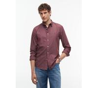 Langarmhemd TOMMY HILFIGER "FLEX HAIRLINE POPLIN REGULAR FIT", Herren, Gr. L (52), N-Gr, deep rouge, stripe, Web, Obermaterial: 100% Baumwolle, gestreift, regular fit normal, Manschette, Hemden, Butto