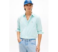 Langarmhemd TOMMY HILFIGER "FLEX POPLIN CLASSIC STP Regular Fit", Herren, Gr. M, N-Gr, arctic aqua, stripe, Web, Obermaterial: 100% Baumwolle, regular fit, 1-Knopf-Manschette, Hemden, gestreift, Butto
