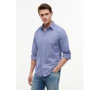Langarmhemd TOMMY HILFIGER "FLEX POPLIN GINGHAM SHIRT", Herren, Gr. L, N-Gr, wedge blau, check, Web, Obermaterial: 100% Baumwolle, regular fit normal, 1-Knopf-Manschette, Hemden (19289106-L) wedge bla