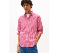 Langarmhemd TOMMY HILFIGER "FLEX POPLIN GINGHAM SHIRT", Herren, Gr. XL, N-Gr, vivacious pink, check, Web, Obermaterial: 100% Baumwolle, casual, regular fit, Langarm 1-Knopf-Manschette, Hemden (3712256