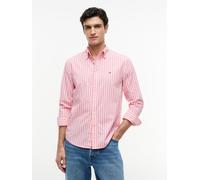 Langarmhemd TOMMY HILFIGER "FLEX POPLIN SEASONAL STRIPE SHT", Herren, Gr. XL (54/56), N-Gr, rosa (doll pink, stripe), Web, Obermaterial: 100% Baumwolle, gestreift, regular fit normal, 1-Knopf-Manschet