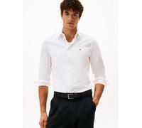 Langarmhemd TOMMY HILFIGER "FLEX POPLIN SHIRT", Herren, Gr. L, N-Gr, weiß, Popeline, Obermaterial: 100% Baumwolle, unifarben, slim fit, 1-Knopf-Manschette, Hemden, Slim Fit, Kentkragen, Baumwollqualit