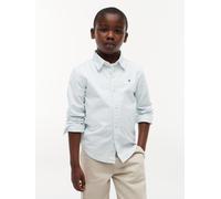 Langarmhemd TOMMY HILFIGER, Jungen, Gr. 7 (122), N-Gr, sky blau stripes, Web, Obermaterial: 98% Baumwolle, 2% Elasthan, gestreift, regular fit taillenbedeckt, Rundhals, eingesetzt Manschette, Hemden,