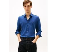 Langarmhemd TOMMY HILFIGER "KNIT PIQUE FEATHERWEIGHT", Herren, Gr. M, N-Gr, indigo heather, Web, Obermaterial: 100% Baumwolle, regular fit, Manschette, Hemden (76803310-M) indigo heather