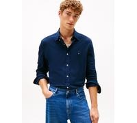 Langarmhemd TOMMY HILFIGER "KNIT PIQUE FEATHERWEIGHT", Herren, Gr. M, N-Gr, schwarz night navy, Web, Obermaterial: 100% Baumwolle, regular fit, Manschette, Hemden (61707648-M) schwarz night navy