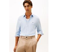 Langarmhemd TOMMY HILFIGER "KNIT PIQUE FEATHERWEIGHT", Herren, Gr. XL, N-Gr, light blau heather, Web, Obermaterial: 100% Baumwolle, regular fit, Manschette, Hemden (45137021-XL) light blau heather