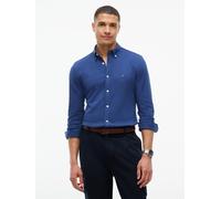 Langarmhemd TOMMY HILFIGER "KNITTED SHIRT", Herren, Gr. XL (54/56), N-Gr, blau (dunkelblau heather), Jersey, Obermaterial: 100% Baumwolle, slim fit normal, Rundhals, 1-Knopf-Manschette mit Schlitz, He