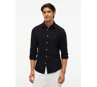 Langarmhemd TOMMY HILFIGER "KNITTED SHIRT", Herren, Gr. XXL (58), N-Gr, schwarz, Jersey, Obermaterial: 100% Baumwolle, unifarben, slim fit normal, Rundhals, 1-Knopf-Manschette mit Schlitz, Hemden, But