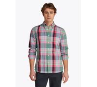 Langarmhemd TOMMY HILFIGER "LINEN BLEND MADRAS CHECK", Herren, Gr. L, N-Gr, fort grün, multi check, Web, Obermaterial: 57% Baumwolle, 43% Leinen, casual, Langarm Manschette, Hemden (54808765-L) fort g
