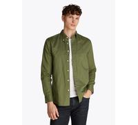 Langarmhemd TOMMY HILFIGER "LINEN BLEND SOLID Regular Fit SHIRT", Damen, Gr. XXL, N-Gr, grün (battle grün), Web, Obermaterial: 52% Baumwolle, 48% Leinen, unifarben, regular fit hüftlang, Rundhals, mit