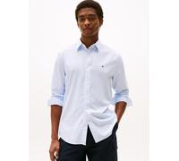 Langarmhemd TOMMY HILFIGER "PERFORMANCE CHECK Regular Fit SHIRT", Herren, Gr. L, N-Gr, weiß (shirt blau, weiß check), Web, Obermaterial: 91% Polyamid, 9% Elasthan, regular fit, 1-Knopf-Manschette, Hem