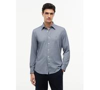 Langarmhemd TOMMY HILFIGER "PERFORMANCE PIQUE OXFORD", Herren, Gr. L (52), N-Gr, grau (carbon navy), Web;Piqué, Obermaterial: 53% Baumwolle, 47% Polyester, regular fit normal, Manschette, Hemden, Regu