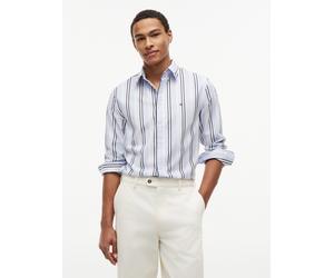 Langarmhemd TOMMY HILFIGER "POPLIN MULTI STPE SHIRT", Herren, Gr. XL (54/56), N-Gr, blau (doll pink, stripe), Web, Obermaterial: 100% Baumwolle, regular fit, 1-Knopf-Manschette, Hemden, Regular Fit (6