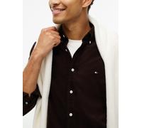 Langarmhemd TOMMY HILFIGER "SOLID CORDUROY SHIRT", Herren, Gr. M (48/50), N-Gr, chocolate, Web, Obermaterial: 100% Baumwolle, regular fit normal, Rundhals, eingesetzt 1-Knopf-Manschette, Hemden, Regul