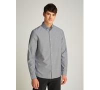 Langarmhemd TOMMY JEANS PLUS "TJM REG OXFORD SHIRT EXT", Herren, Gr. 3XL, N-Gr, blau (schwarz night navy), Web, Obermaterial: 100% Baumwolle, bestickt, unifarben, slim fit hüftbedeckend, Ärmel mit Ärm