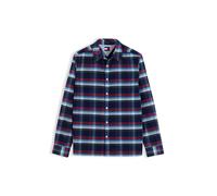 Langarmhemd TOMMY JEANS "REGULAR PATTERN CORDUROY", Herren, Gr. XL (54/56), N-Gr, bunt (dunkelblau check), Web, Obermaterial: 100% Baumwolle, kariert, regular fit normal, Rundhals, eingesetzt Manschet