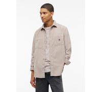 Langarmhemd TOMMY JEANS "RELAXED CORDUROY SHIRT", Herren, Gr. M (48/50), N-Gr, limestone dust, Hemden, Relaxed fit mit Brusttaschen (35611801-M) limestone dust
