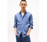 Langarmhemd TOMMY JEANS "Sabim Stretch Hemd Shirt", Herren, Gr. L, N-Gr, blau moment, Web, Obermaterial: 97% Baumwolle, 3% Elasthan, unifarben, casual, schmal normal, Rundhals, Langarm eingesetzt 2-Kn