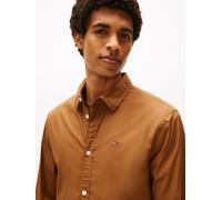 Langarmhemd TOMMY JEANS "Sabim Stretch Shirt", Herren, Gr. XXL, N-Gr, braun (pecan nut), Web, Obermaterial: 97% Baumwolle, 3% Elasthan, schmal normal, Rundhals, eingesetzt 2-Knopf-Manschette mit Schli
