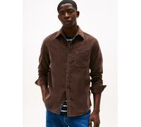 Langarmhemd TOMMY JEANS "TJM BABY CORD", Herren, Gr. 3XL, N-Gr, schwarz walnut, Web, Obermaterial: 100% Baumwolle, regular fit, Manschette, Hemden Langarmhemd, Kentkragen, regular fit (23538711-XXXL)
