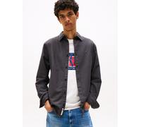 Langarmhemd TOMMY JEANS "TJM REGULAR OXFORD", Herren, Gr. 4XL, N-Gr, schwarz, Web, Obermaterial: 100% Baumwolle, regular fit normal, Rundhals, eingesetzt 1-Knopf-Manschette mit Schlitz, Hemden, mit Ru
