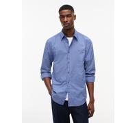 Langarmhemd TOMMY JEANS "TJM REGULAR POPLIN PATTERN", Herren, Gr. L (52), N-Gr, providence blau check, Web, Obermaterial: 100% Baumwolle, regular fit normal, Manschette, Hemden (85809142-L) providence
