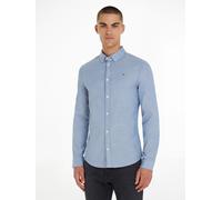 Langarmhemd TOMMY JEANS "TJM Slim Stretch Oxford", Herren, Gr. XL, N-Gr, blau (twilight navy), Web, Obermaterial: 98% Baumwolle, 2% Elasthan, slim fit, 1-Knopf-Manschette, Hemden, mit Flaglabel auf de