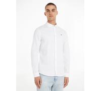 Langarmhemd TOMMY JEANS "TJM Slim Stretch Oxford Shirt", Herren, Gr. XL, N-Gr, weiß, Web, Obermaterial: 98% Baumwolle, 2% Elasthan, slim fit, 1-Knopf-Manschette, Hemden, mit Flaglabel auf der Brust (2