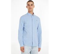 Langarmhemd TOMMY JEANS "TJM Slim Stretch Oxford Shirt", Herren, Gr. XXL, N-Gr, blau (perfume blau), Web, Obermaterial: 98% Baumwolle, 2% Elasthan, slim fit, 1-Knopf-Manschette, Hemden, mit Flaglabel