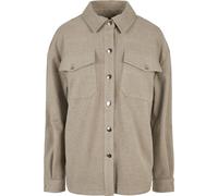 Langarmhemd URBAN CLASSICS "Urban Classics Damen Ladies Classic Overshirt", Damen, Gr. XL, US-Größen, lighttaupe, 88% Polyester, 10% Viskose, 2% Elasthan, Hemden (51272727-XL) lighttaupe