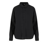 Langarmhemd URBAN CLASSICS "Urban Classics Damen Ladies Linen Mixed Oversized Shirt", Damen, Gr. L, US-Größen, schwarz, 55% Leinen, 45% Baumwolle, unifarben, Hemden (99687213-L) schwarz