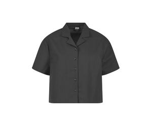 Langarmhemd URBAN CLASSICS "Urban Classics Damen Ladies Seersucker Shirt", Damen, Gr. 5XL, US-Größen, schwarz, 100% Baumwolle, unifarben, normal, Hemden (65810242-5XL) schwarz