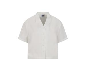 Langarmhemd URBAN CLASSICS "Urban Classics Damen Ladies Seersucker Shirt", Damen, Gr. M, US-Größen, weiß, 100% Baumwolle, unifarben, normal, Hemden (64909165-M) weiß