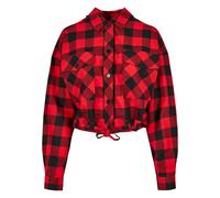 Langarmhemd URBAN CLASSICS "Urban Classics Damen Ladies Short Oversized Check Shirt", Damen, Gr. 4XL, US-Größen, rot (schwarz, rot), 100% Baumwolle, Hemden (28648205-4XL) schwarz, rot