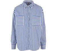 Langarmhemd URBAN CLASSICS "Urban Classics Damen Ladies Striped Relaxed Shirt", Damen, Gr. 4XL, US-Größen, blau (weiß, blau), 60% Baumwolle, 40% Polyester, unifarben, Hemden (74413508-4XL) weiß, blau