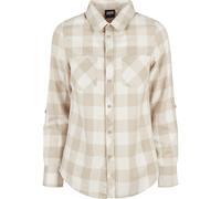 Urban Classics Turnup Checked Langarmhemd 3XL White Sand / Light Taupe